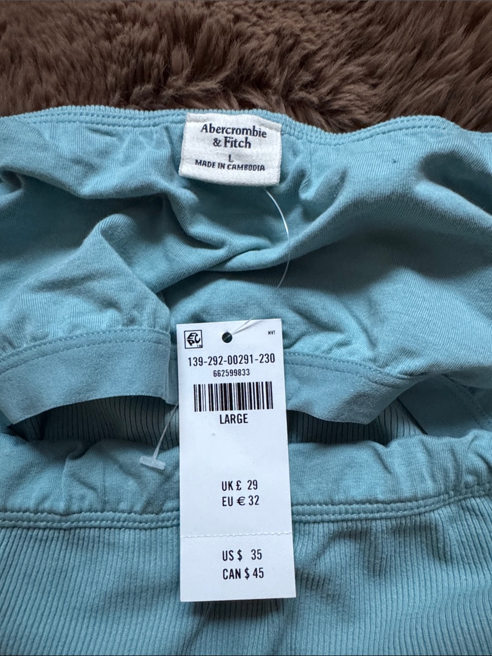 Blue Ribbed Button-Trim strapless top - Picture 3 of 4